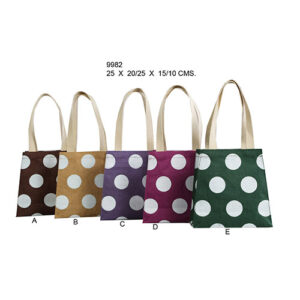Polka Dots Jute Bag - 9982 A,B,C,D,E