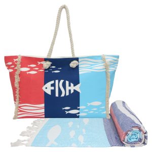Towels with matching bags – 14108-RBT-HMJ-FISH